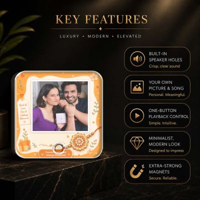Personalized Raksha Bandhan Gift Customized Music Fridge Magnet with USB-C Rechargeable Sibling Blessing Gift for Bhaiya Behen Rakhi Surprise for Sister